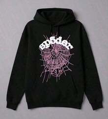 1 PcsPopular Hoodies For GirlsMale And Female NeutralMen's Cartoon Character Print Long Sleeve Casual Hooded Sweatshirt,Spider Web Print Hoodies Men Gothic Punk Long Sleeve Sweatshirts Pants Streetwear Autumn Casual Hop Loose Pullovers-Tailoring Suitable Men Suitable Autumn And Winter Ornamentalroomy And Comfortable180g 100% Cotton - 黑色 - 查看 6