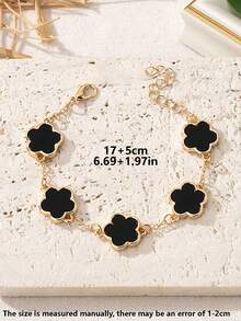 1件优雅女士幸运四叶草手链，百搭奢华设计，情人节、母亲节礼物