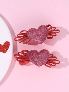 2 pièces Pinces à cheveux en forme de cœur rouge pailleté pour la Saint-Valentin, convenant aux filles et aux adolescentes, pinces alligator, accessoires de cheveux doux et mignons, cadeaux, pinces pour les franges, décorations de cheveux pour la Saint-Valentin, accessoires de cheveux pour femmes, pinces à griffes, barrettes à cheveux - Multicolore - Voir 7