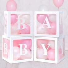 8pcs, BabyLetters Paper Transparent Box, Happy Birthday Decoration Balloon Box, BabyShower Decoration One Year Frist One 1st Birthday Birthday Party (Excluding Balloons)BabyShower Family Decorations Gifts - 白色 - 查看 4