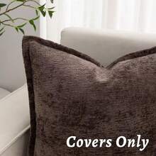 1pc Comfortable Solid Color Chenille Pillow Case, Soft Square Sofa Cushion Cover, Bohemian Style Home Sofa Decorative Throw Pillow Cover - Brown - View 6