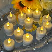 12pcs Battery Powered Flameless LED Tea Lights, Flickering Candle Lights For Wedding, Party, Halloween, Christmas, Holiday Decor - White - View 3