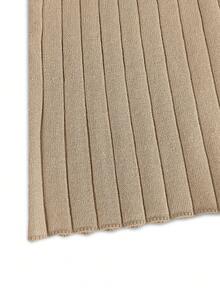 Bộ sưu tập dành cho nữ: Áo len ngắn dáng ôm màu kaki đơn giản, thanh lịch, đa năng, thích hợp mặc hàng ngày, cổ chữ V, vai thường, tay lỡ, màu trơn, chất liệu dệt kim, phù hợp cho ngày Valentine, mùa xuân hè. - Màu Khaki - Xem 10