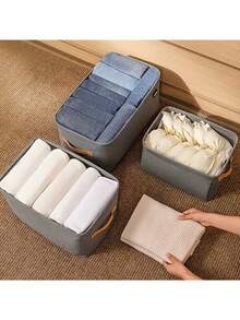 1 pieza Caja de almacenamiento de tela simple para el hogar, cesta de almacenamiento de tela reforzada, adecuada para guardar ropa, pantalones, ropa interior y otros artículos. Una opción ideal para la organización del armario y la gestión del armario del dormitorio. - Multicolor - Ver 6