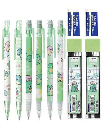 (1 pieza Lápiz automático + 100 piezas Minas de repuesto) Lápiz automático de alta calidad con minas ilimitadas de dibujos animados para dibujar y escribir