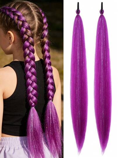 2条/包，26英寸马尾假发，彩色假发，适合女性，打造个性发型，也适合节日聚会和派对佩戴