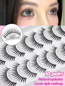 MAGEFY 10/20 Pairs Natural Look False Eyelashes, Breathable, Black U-Shaped Lashes, Same Style As Korean Girl Groups, Short Natural False Lashes, 11mm Thin & Long False Lashes With Transparent Roots, Lively & Energetic Eyelashes