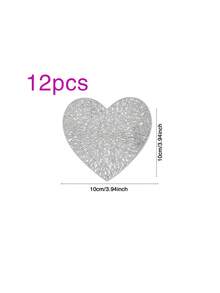 6/12pcs Heart Shaped Coasters, Suitable For Valentine's Day, Wedding, Party, Tabletop Decoration, Coffee Cup Mat, Thanksgiving, Easter, Christmas - Multicolor - View 9