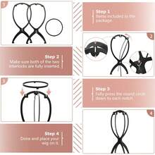 Wig Stand, Wig Stand, Multi-Tier Wig Storage Rack And Hat Display Stand. Features A Detachable Assembly Design For Easy Portability. Suitable For Long Hair, Short Hair And All Wig Styles. Three-Piece . - Black 3pcs - View 4