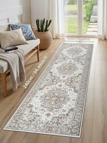 1PC Grey Rugs,Bohemian Style, Crystal Velvet Jelly Base Runner Rug,800gsm, Non-Slip Backing, Area Rug, Mat For Living Room, Carpet For Bedroom, Machine Washable Low-Pile, Kitchen Hallway Dining Office, All-Season - Grey - View 17