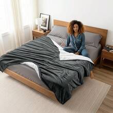 - Manta de cama Sherpa tamaño queen de felpa gris de forro polar reversible para cama y sofá - Gris - Ver 6
