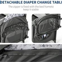 Embalaje y juegue Bañero portátil de bebé para dormir junto a la cama con puerta cremallera, mesa de cambio, ruedas de cierre, almacenamiento inferior y barra de juguetes para niños pequeños - Gris Oscuro - Ver 7
