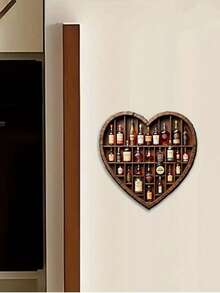1pc Heart-Shaped Acrylic Fridge Magnet And Bottle Display Rack - Scottish Whisky Themed Liquor Shelf With Bourbon And Scotch Whisky Bottles, Refrigerator Door Decor, Ideal Gift For Home Bar, Whisky Enthusiasts (Fits Most Fridges)