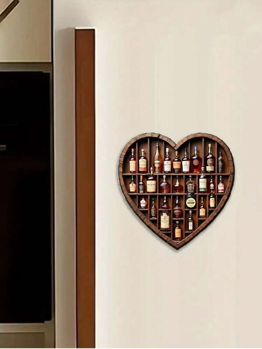 1pc Heart-Shaped Acrylic Fridge Magnet And Bottle Display Rack - Scottish Whisky Themed Liquor Shelf With Bourbon And Scotch Whisky Bottles, Refrigerator Door Decor, Ideal Gift For Home Bar, Whisky Enthusiasts (Fits Most Fridges) - Multicolor - View 1