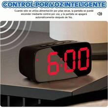 Reloj Despertador Digital, Reloj Escritorio con Luminosidad Regulable y Indicacion de Fecha y Temperatura, Reloj con Puerto de Carga Rojo - Rojo - Ver 7