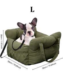狗狗车载座椅床，适用于体重不超过 25 磅（约 11.3 公斤）的小型和中型犬，柔软的旅行床和便携式宠物包，适合宠物、幼犬、猫咪，可安装在前排或后排座椅上，可机洗且防水。狗狗车载座椅，宠物车载座椅，汽车配件，狗狗汽车 - 軍綠色 - 查看 16
