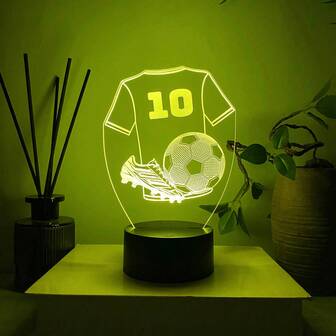 1 st kreativ fotbollsformad atmosfärslampa, fotbollssportdekorationslampa för rum, skrivbordsprydnad, beröringssensor 7-färgsskiftande akryl nattlampa, födelsedagspresent, högtidspresent