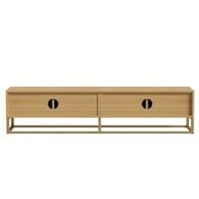 180cm TV Unit With Wood Grain Finish – Modern Dining Room Furniture, 4 Doors, Semicircular Handles - Wood Color - View 9