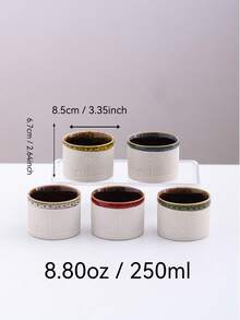 1/5 Packs Aesthetic Ceramic Cups (Kiln - Changed/Rough Finish) | Camel & Coconut Tree Design | 120ml/250ml For Espresso, Tea, Coffee | Home, Office & Camping Use - Multicolor - View 18