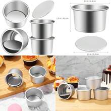 Cabilock 20 Piezas Mini Molde Redondo para Pastel de Aluminio, 2 Pulgadas Molde para Hornear Antiadherente Fondo Extraíble, para Pasteles de Gasa, Brownies, Tartas, Quiches(default) - Multicolor - Ver 1