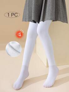 2条装女童婴儿打底裤，纯色可选白色、米色、肤色、卡其色、驼色，踩脚裤，带保暖内衬，适合日常穿着，简约百搭，薄绒面料，触感光滑柔软，亲肤舒适，风格多样，包括学院风、公主风、可爱风，搭配基础袜 - 彩色 - 查看 12