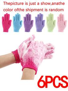 6/3/1 件装去角质沐浴手套，可重复使用，适用于擦洗、背部按摩、身体去角质，是开学季理想的身体清洁和去角质产品，也适合肌肤水疗、放松身心，快速去除污垢，方便厨房清洁，无需电源 - 彩色 - 查看 12