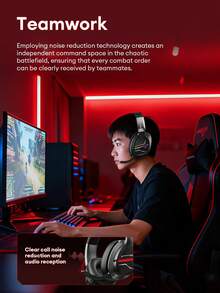 Lenovo 联想LS109无线蓝牙6.0游戏耳机，具备7.1环绕立体声、降噪功能、高清麦克风、超长续航、有线/2.4G无线耳机功能 - 黑色 - 查看 3