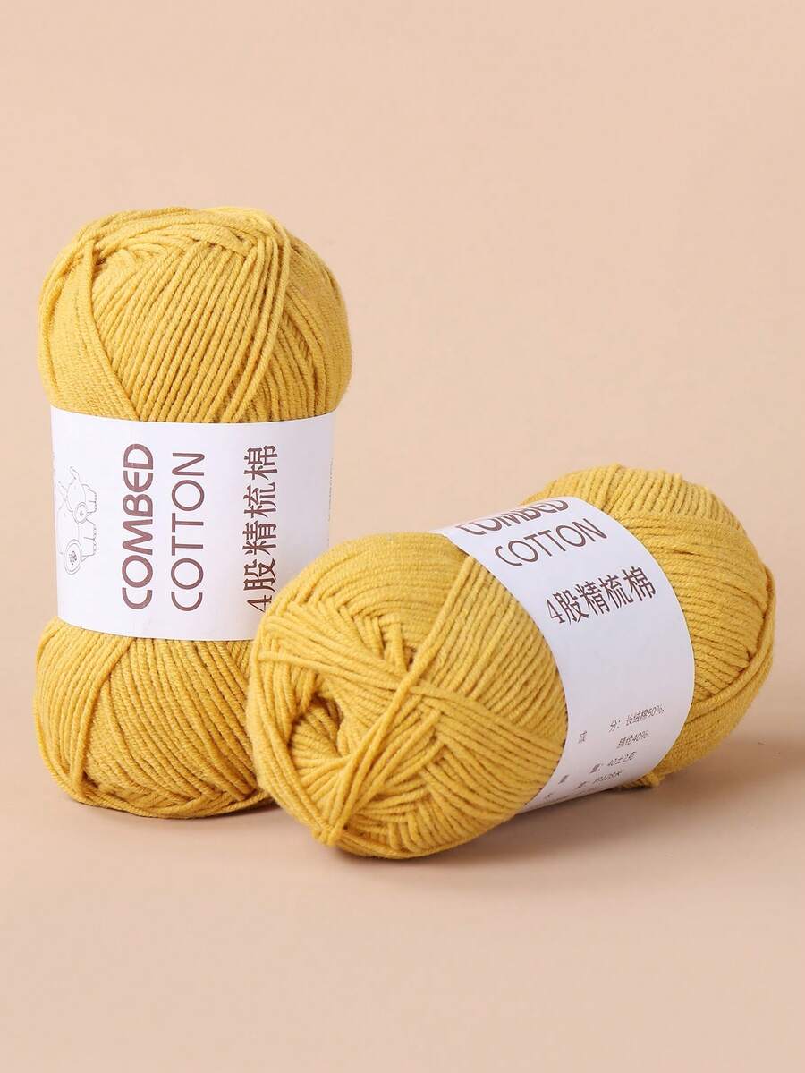 1 Roll Of High-Quality 4-Ply Combed Cotton Yarn, Suitable For Handmade Scarves, Coasters, Dolls, And Other Craft Projects - Ginger - View 1