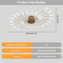 Elegant 42-Light Modern Flower Ceiling Lamp With Firework Petals - Upgraded Design For Stunning Living Room & Bedroom Ambience - Vàng - Xem 15