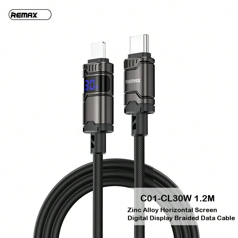 REMAX يستخدم كابل   العالمي C01 رقائق متوافقة على نطاق واسع، ويتميز ببنية مضفرة متينة، وتوافق مع واجهة مزدوجة، مما يجعله مناسبًا لمختلف ماركات الهواتف المحمولة السائدة وبروتوكولات الشحن. - أسود (CL-30W) - مشاهدة 1