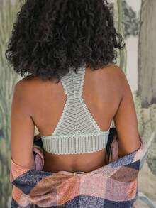 Ribbed Racerback Bralette – Lace Detail Comfort - 智者 - 查看 2