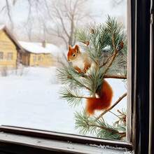 1片逼真动物图案装饰窗贴 - 静电吸附玻璃贴纸，树枝图案，可移除且不留残胶 - 适用于家庭、办公室、咖啡馆等场所 - 易于粘贴在玻璃表面 - 彩色 - 查看 15