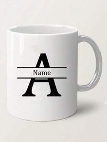 1pc, 11oz Personalized Letter Name Custom Coffee Mug - Designed Customized Cup, Ceramic Mug, Unique Novelty Mug, White Tea Cup, Personalized Letter Name Custom Coffee Mug - Designed Customized Cup, Summer & Winter Drinkware, Birthday Gift, Family Gathering Gift, Holiday Gift, Mildew Resistant, Reusable, Elegant, Cute, Modern