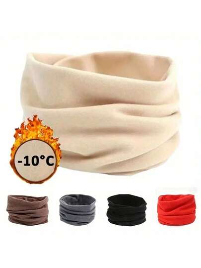 1pc Unisex Thick Fleece Scarf - Windproof, Warm, Solid Color, Stretchy Fit, Machine Washable, Suitable For Autumn/Winter Fashion, Winter Fashion Accessory | Minimalist Scarf | Polyester Blend Scarf, Women Scarf, Women Neck Warmer, Women Headband, Women
