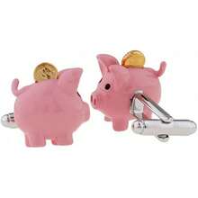 Mancuernillas o gemelos para hombre con diseño de alcancía de cochinito - 1 - Ver 3