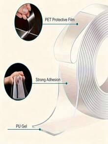 1PC/2pcs Household Multi-Purpose Double-Sided Transparent Nano Tape, Washable And Reusable Double-Sided Adhesive Tape, No-Residue Nano Stickers, Removable Universal Disc Adhesive