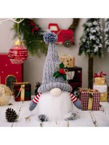 1pc LED Lighted Christmas Gnome Gifts, Holiday Christmas Gifts, Battery Powered LED Winter Desktop Christmas Decor, Handmade Beard Hat Ornament, Holiday Lighting, Glowing Faceless Gifts For New Year, Christmas