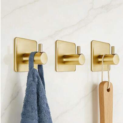 1 szt. samoprzylepny wieszak na szlafrok/ręcznik ze stali nierdzewnej, wieszak ścienny na klucze, organizer do łazienki/kuchni, wieszak na ubrania, nierdzewny hak do kabiny prysznicowej, wytrzymały, mały wieszak organizerowy bez gwoździ