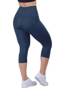 Capri Pants With Pocket, High-Waisted, Suplex Fitness Fabric - Màu xanh hải quân - Xem 4