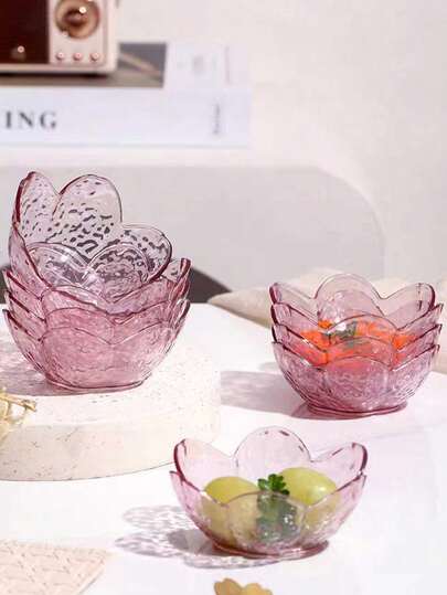 2/4/6/10pcs Set Mini Cherry Blossom Sauce Plate Set, Pink Cherry Flower Crystal Plastic Appetizer Plate, Dipping Bowl, Tasting Plate, Serving Plate, Seasoning Dish, Small Bowl, Ice Cream Snack Soy Sauce Condiment Plate