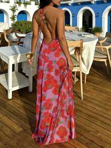 New French Style Elegant Long Dress, Spring/Summer - Purple - View 3