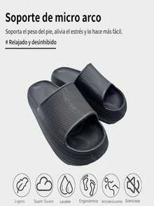 Pantuflas de EVA Ultra Suave para Mujer - Suela Gruesa de 4 cm con Agarre Antideslizante y Resistencia al Desgaste, Diseño Minimalista Industrial de Una Sola Pieza (5 Opciones de Color Sólido), Material Integrado Agradable para la Piel y con Absorción de Impactos, Perfectas para Hogar, Duchas, Uso Casual y Todas las Estaciones (Artesanía Mexicana de Calidad Superior) - Negro - Ver 6