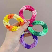 Dear Mia Little Liz | 100pc 2.5cm Donas Ligas Scrunchies Elásticas Sin Costura para Cabello Elásticas | Lazos de Pelo de Algodó | Accesorios para Cabello | Niña & Mujer (Naranjado & Amarillo, 100pz),36744410 - Marrón - Ver 5