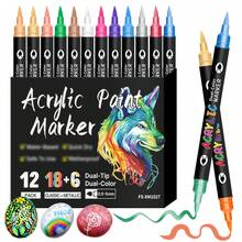 24/48/72 Colors Acrylic Marker Pens, Dual Tips, Suitable For Paper, Fabric, Wood, Stone, Plastic, Glass, Ceramic, Pumpkin And Other DIY Design Materials