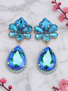 1对手工铜合金焊接几何形状水滴形玻璃水晶吊坠耳环（女士款） - 風格 - 查看 11