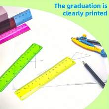 1 pieza/5 piezas/10 piezas Reglas de plástico transparente de 6 pulgadas, reglas, pulgadas, suministros de aprendizaje para estudiantes, artículos de oficina, artículos del hogar, papelería, herramientas de medición, regalos para maestros, útiles escolares, artículos esenciales para la temporada de regreso a clases (Reglas de plástico transparente, escala precisa - Herramientas de medición de PVC duraderas) - Multicolor - Ver 9
