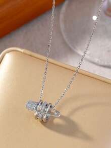 Gold-Plated Copper Pendant Necklace With Zirconia Stone, Minimalist Elegant Luxury Accessory - Micro-inlaid Waist Brooch Necklace - View 6