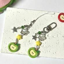 1pc "Peace And Happiness" Red Apple Phone Lanyard, Personalized Bag Charm Pendant, Cute Christmas Keychain Compatible With Android And Most Smartphone,Gifts For Mother, Family, Friends, Kids, Birthday, Holiday Phone Chain - Multicolor - View 8