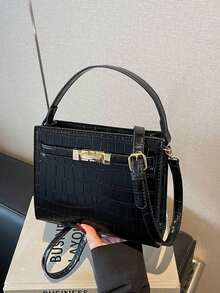 1 Bolsa Feminina Versátil E Moderna, Bolsa Transversal De Ombro Em Pu, Ideal Para Férias, Encontros E Presentes - Preto - Ver 5