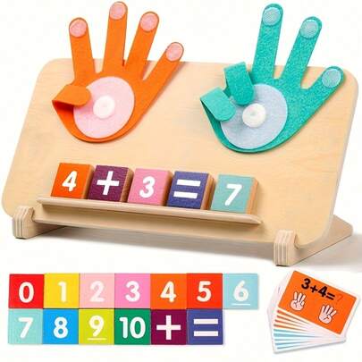 Wooden Arithmetic Learning Board For Children Over 3 Years Old - Teaching Toy With Number Blocks And Math Operation Cards, Interactive Addition And Subtraction Cognitive Tool, Early
